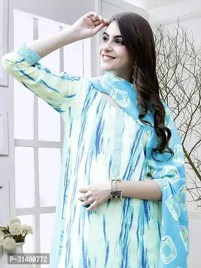 Stylish Cotton Blend Printed Kurta With Pant And Dupatta Set For Women-thumb4