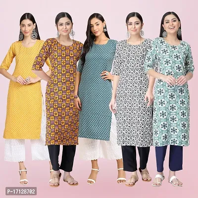 Women Stylish Crepe Printed Straight Kurta