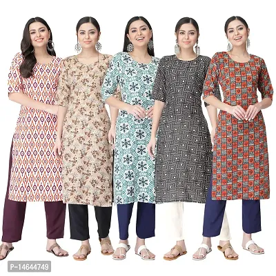 New Crepe Printed Kurtis Combo For Women Pack Of 5