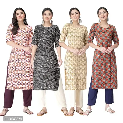 New Crepe Combo Printed Kurtis For Women Pack Of 4