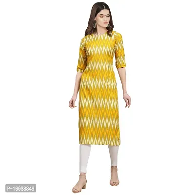 Stylish Yellow Crepe Zig Zag Straight Kurta For Women