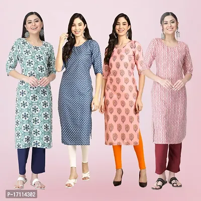 Women Stylish Crepe Printed Straight Kurta