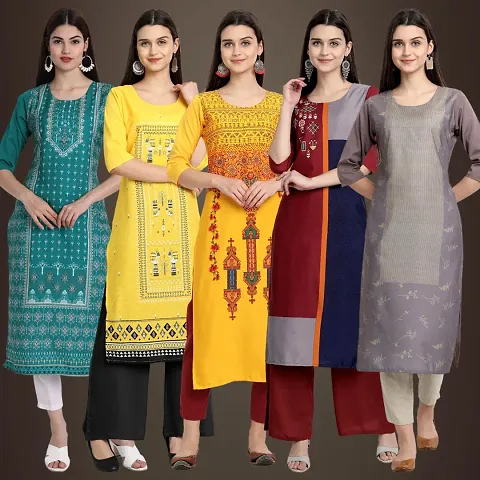 Stylish Fancy Crepe Kurtis Pack Of 5