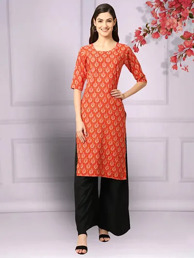 Stylish Straight Crepe Stitched Kurta