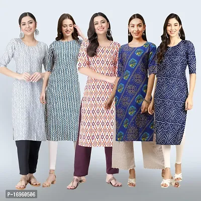 Women Stylish Crepe Printed Staright Kurta