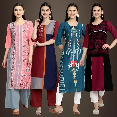 Fancy Crepe Kurtis for Women Pack Of 4