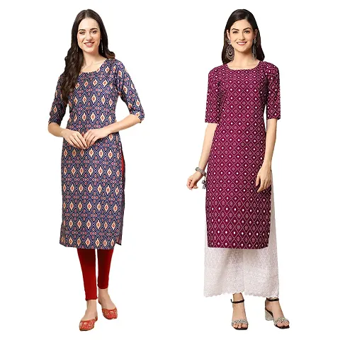 Stylish Crepe Printed Kurti - Pack of 2