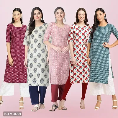 Women Stylish Crepe Printed Straight Kurta