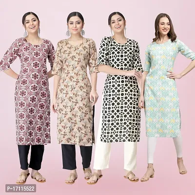 Women Stylish Crepe Printed Straight Kurta