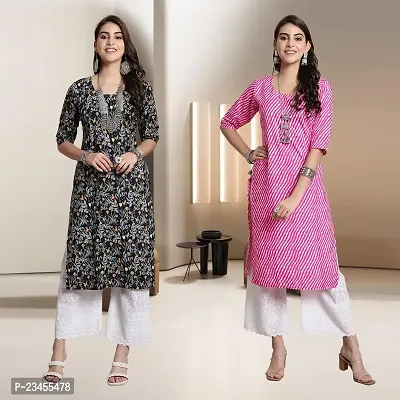 Fancy Rayon Kurtis For Women Pack Of 2-thumb0