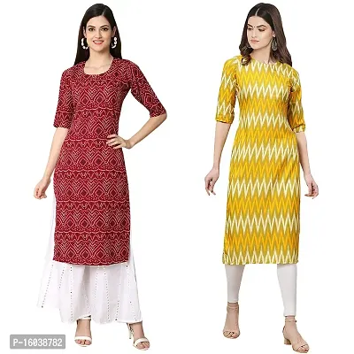 Stylish Digital Printed Women Crepe Kurta-Pack of 2