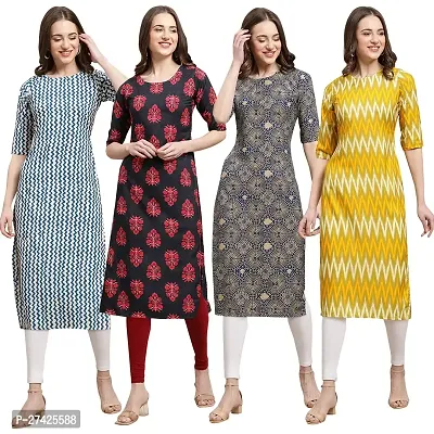 Stylish Multicoloured Crepe Stitched Kurta For Women Pack of 4-thumb0