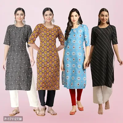 Women Stylish Crepe Printed Straight Kurta