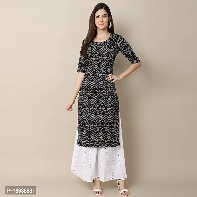 Stylish Black Crepe Bandhani Straight Kurta For Women-thumb0