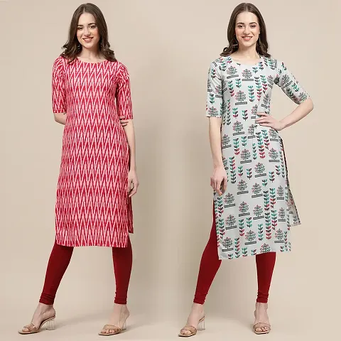 Stylish Crepe Stitched Kurti For Women, Pack Of 2