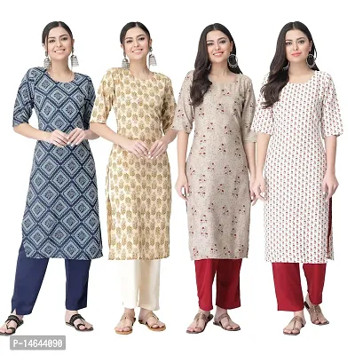 New Crepe Combo Printed Kurtis For Women Pack Of 4