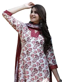 Stylish Cotton A-Line Multicoloured Printed Kurta, Bottom and Dupatta Set For Women-thumb2