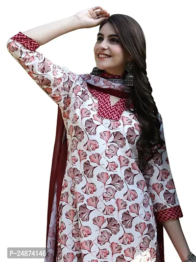 Stylish Cotton A-Line Multicoloured Printed Kurta, Bottom and Dupatta Set For Women-thumb3