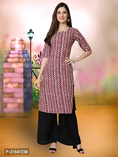 Fancy Crepe Printed Stitched Kurta For Women-thumb0