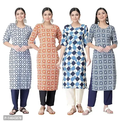 New Crepe Combo Printed Kurtis For Women Pack Of 4