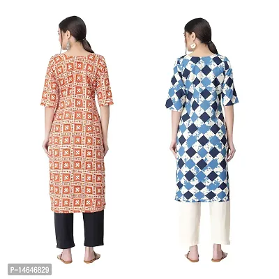 Attarctive Crepe Printed Straight Kurti Combo For Women Pack Of 2-thumb2