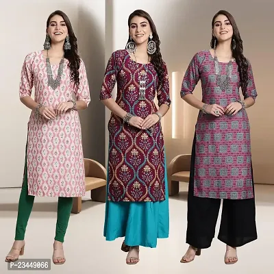 Fancy Rayon Kurtis For Women Pack Of 3-thumb0