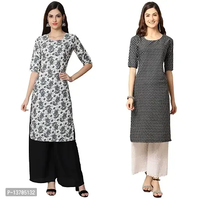 Stylish Crepe Digital Printed Kurta For Women- Pack Of 2