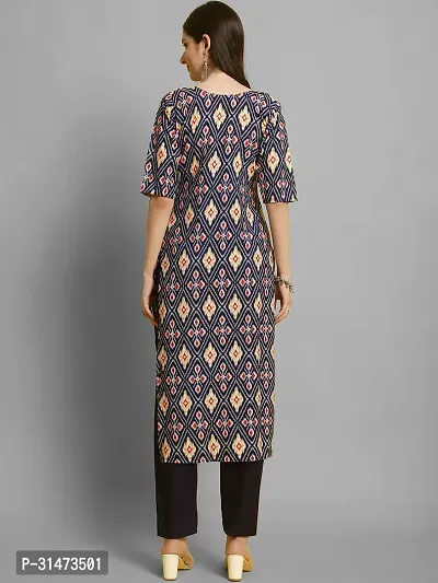 Stylish Navy Blue Crepe Printed Kurta Bottom Set For Women-thumb3