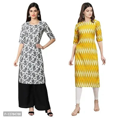 Stylish Crepe Digital Printed Kurta For Women- Pack Of 2