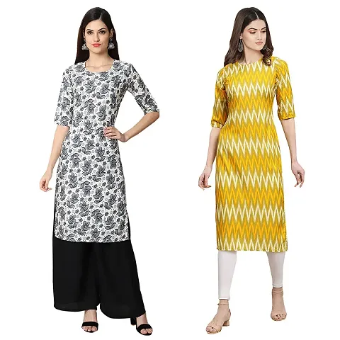 Stylish Digital Woman Crepe Kurtis Pack of 2