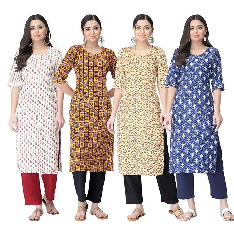 Trendy Crepe Kurta For Women- Combo Of 4