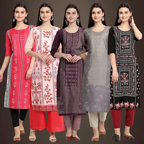 Stylish Fancy Crepe Kurtis - Pack Of 5