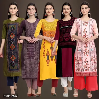 Fancy Crepe Kurtis For Women Pack Of 5-thumb0