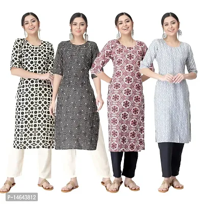 New Crepe Combo Printed Kurtis For Women Pack Of 4-thumb0