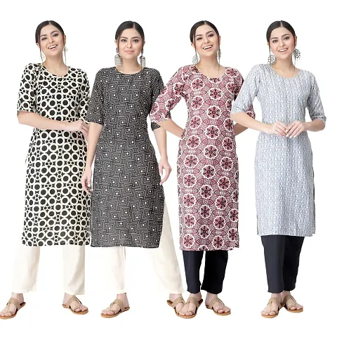 Trendy Crepe Kurta For Women- Combo Of 4