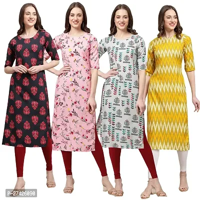 Stylish Multicoloured Crepe Stitched Kurta For Women Pack of 4-thumb0