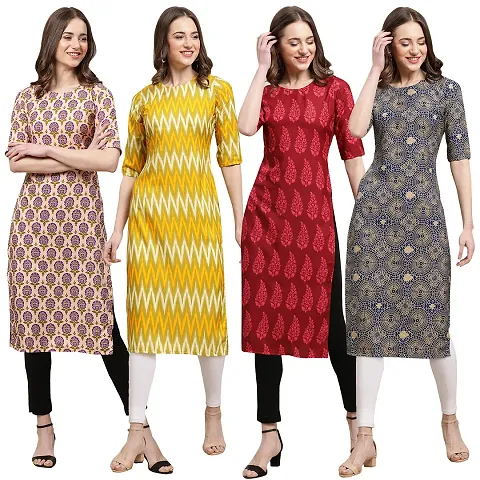 Trendy Crepe Printed Kurti - Pack of 4