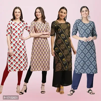 Women Stylish Crepe Printed Straight Kurta