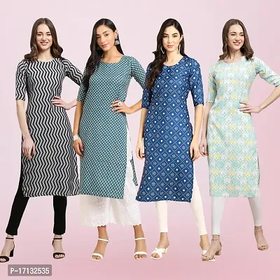 Women Stylish Crepe Printed Straight Kurta