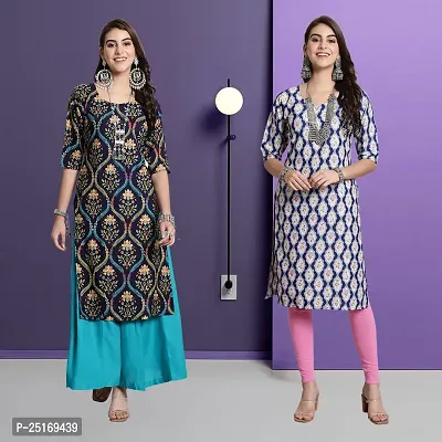 Fancy Crepe Kurtas For Women Pack Of 2-thumb0