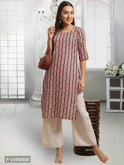 Stylish Beige Crepe Stitched Kurta For Women