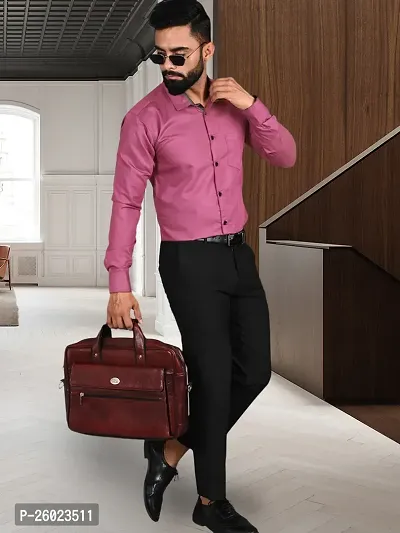 Reliable Purple Cotton Solid Long Sleeve Formal Shirts For Men-thumb2