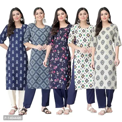 New Crepe Printed Kurtis Combo For Women Pack Of 5