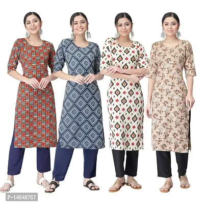 New Crepe Combo Printed Kurtis For Women Pack Of 4