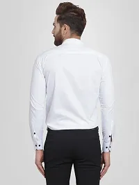 Men Stylish White Cotton Solid Long Sleeve Semi Formal Shirt-thumb2