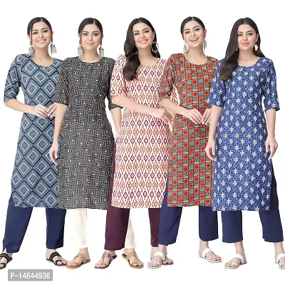 New Crepe Printed Kurtis Combo For Women Pack Of 5-thumb0