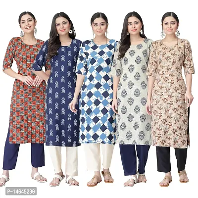 New Crepe Printed Kurtis Combo For Women Pack Of 5