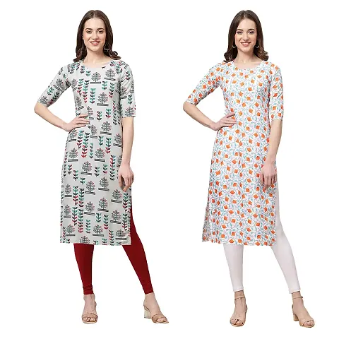 Stylish Crepe Printed Kurti - Pack of 2