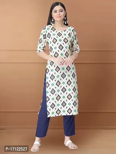 Women Stylish Crepe Printed Straight Kurta