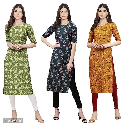 Stylish Multicoloured Crepe Stitched Kurta For Women Pack of 3